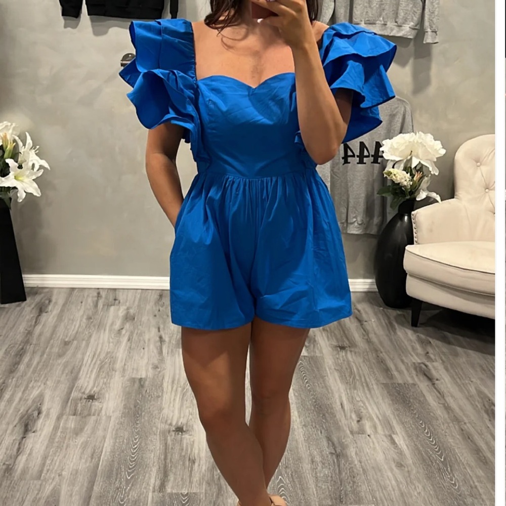 Brand new idem ditto ruffle romper from ivy and Leo! Royal blue size small!